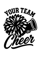 Cheerleader megaphone with “Your Team Cheer” text, vector spirit design for fans and school events
