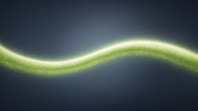 Abstract glowing green wave with sparkling particles on a dark background, creating a sense of motion and energy, ideal for modern design and digital projects