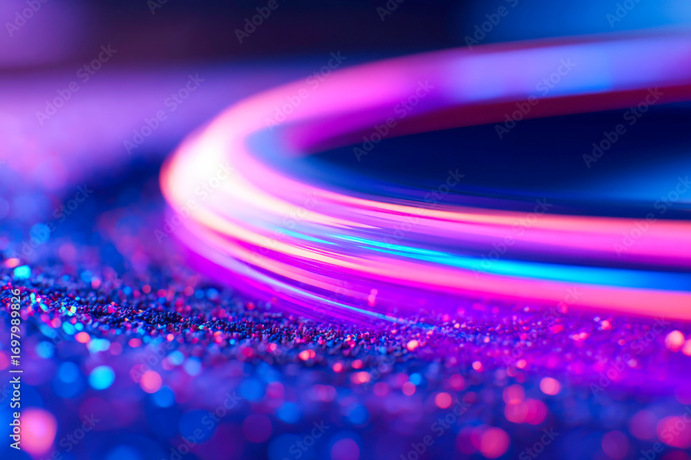 Poster a dynamic abstract digital image of a vibrant blue circle with a beautiful tech gradient illuminatio