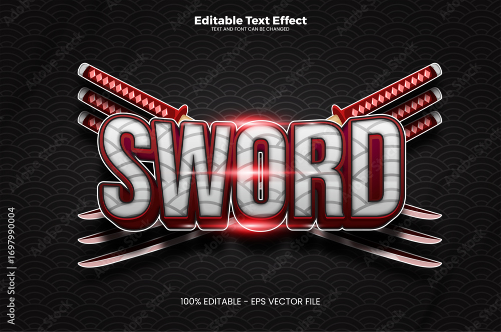 Poster sword effect editable text effect in modern trend style