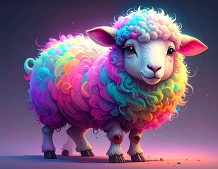 Rainbow sheep illustration