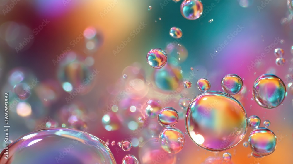 Poster colorful abstract background with translucent bubbles creating a dreamy and whimsical atmosphere for