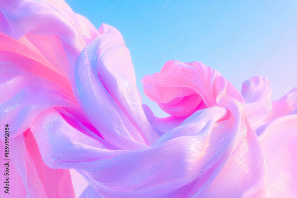 Poster an artistic abstract digital art piece with a gradient mesh flow structure in soft pastel colors