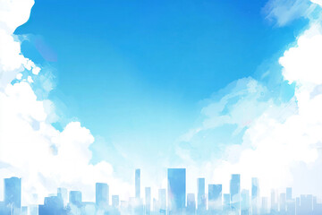 青空　都心の街並み　Generative AI