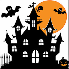 halloween background with pumpkin and bats