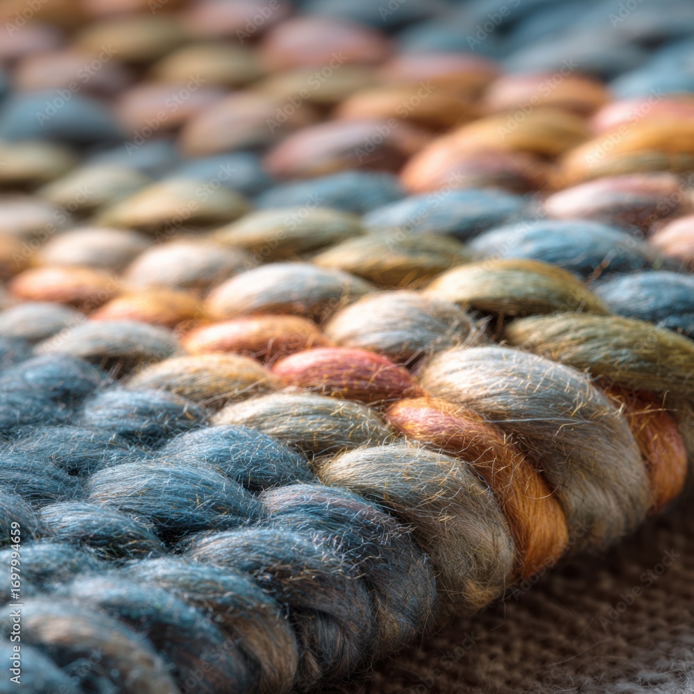 Aufkleber detailed close-up of colorful woven textile with intricate patterns and texture for craft and design