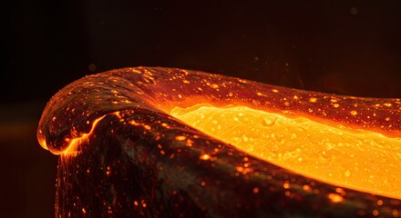 Molten metal pouring from a crucible