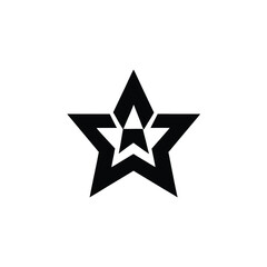 Obraz premium Black and white star logo centered on a white background, symbolizing creativity and excellence.