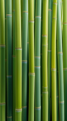 Fototapeta premium Wall of lush green bamboo stalks ideal for nature backgrounds, tropical designs, ecofriendly concepts, spa visuals, and asian inspired themes.