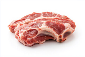 Obraz premium Flawless fresh raw pork meat isolated on white background, generated AI