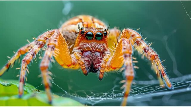 Close-up of an Orange Spider on Web