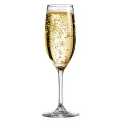 Champagne flute, filled with bubbly drink