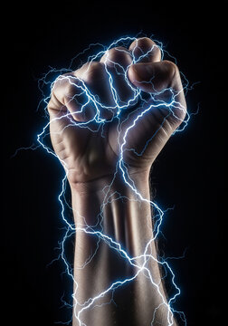 hands with electric power