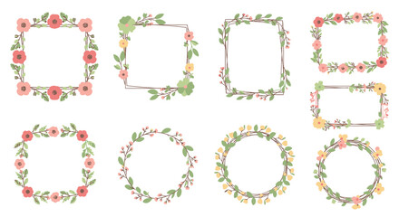 Obraz premium A beautiful collection of hand-drawn floral frames and botanical wreaths for invitations