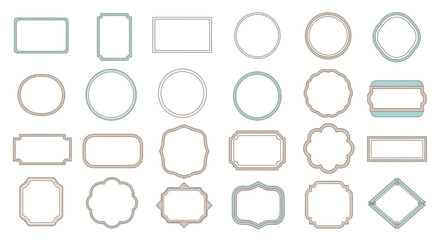 A diverse collection of elegant vintage frames and decorative labels in soft pastel colors