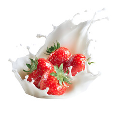 Strawberries in milk splash