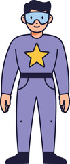 a superhero character wearing purple suit and goggles on transparent background