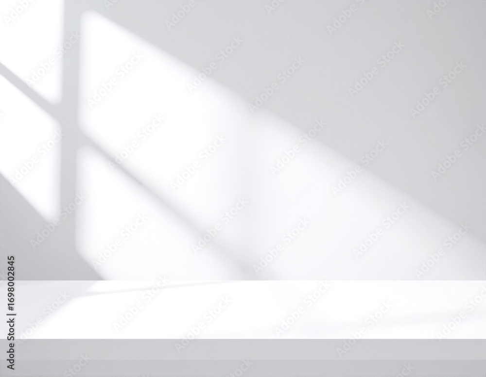 Poster A sleek white table features a spacious, empty shelf in the center, perfect for displaying decorative items or organizing essentials in a modern setting.
