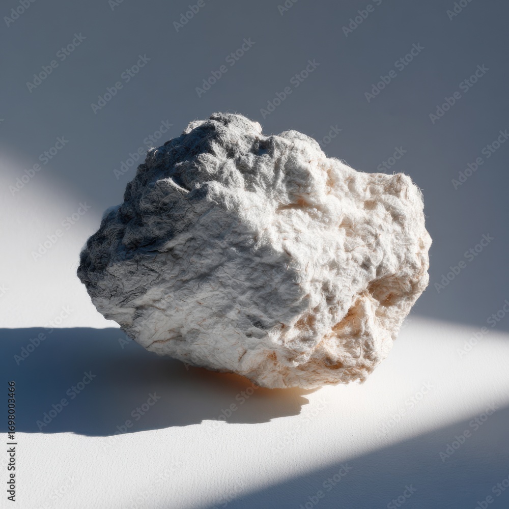 Poster natural white rock with textured surface and soft shadows on plain background
