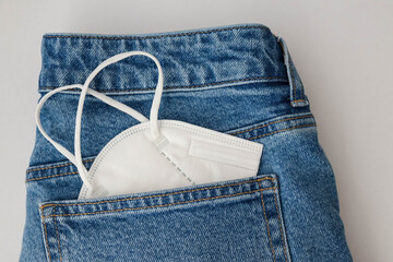 White mask inside denim jeans