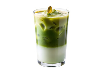 iced matcha latte in a glass png image on transparent background