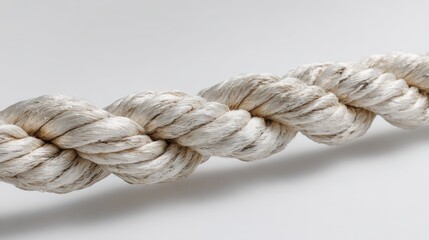 Thick Twisted Natural Rope Isolated on Light Background for Textures and Nature Inspired Designs