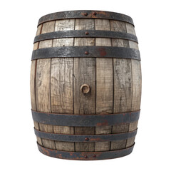 Fototapeta premium Old wooden barrel isolated on transparent background