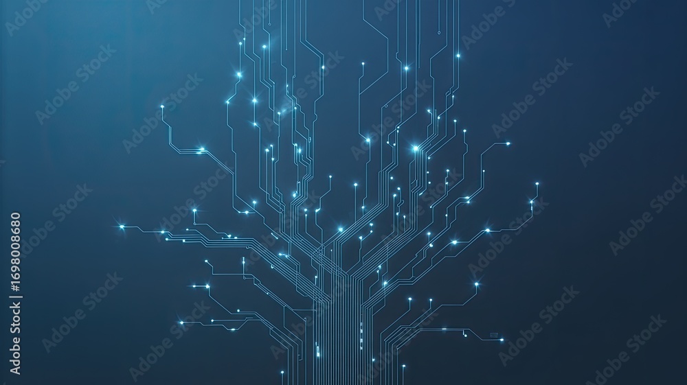 Aufkleber abstract blue futuristic digital network data stream flowing technology motion background