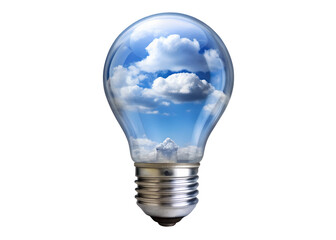 lightbulb with cloud and sky inside png image on transparent background