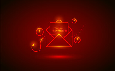 Phishing Email Scam Fraud Vector with Spam Internet Online Cyber Security