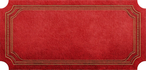 Elegant vintage red ticket with gold frame border. blank classic coupon