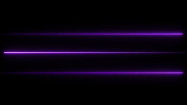 Three horizontal bright purple neon light lines on a black background