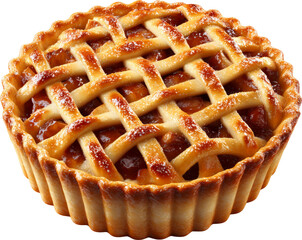 Delicious golden brown apple pie tart with lattice crust, comforting dessert