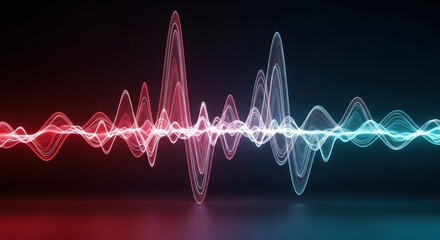 Abstract Sound Waveform Visualization - Red and Blue Gradient