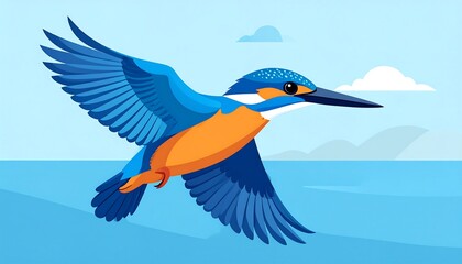 Obraz premium Kingfisher in flight over water