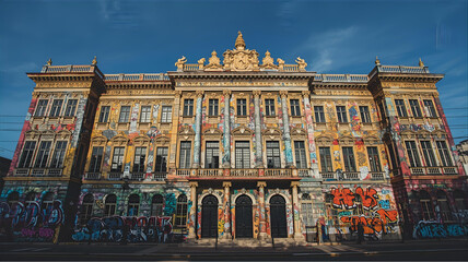 Obraz premium Graffiti-Covered Luxurious Palace