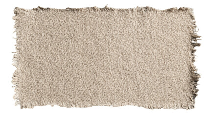 A rectangular piece of beige fabric with frayed edges