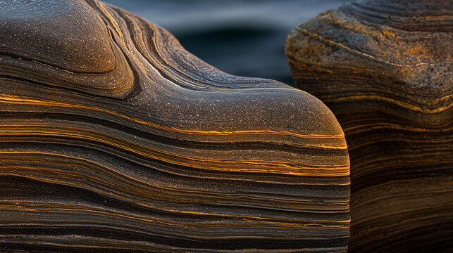 Glowing sedimentary rock layers pulsing with ancient energy, revealing Earth's geological history.