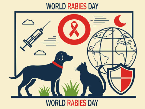 World Rabies Day Flat Vector – AI Generative