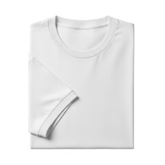 Folded white crew neck t shirt mockup for clothing design and branding purposes transparent background