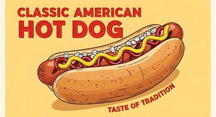 Classic American Hot Dog Poster | Retro Diner Style