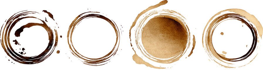 Brown coffee cup stain ring, messy grunge texture collection