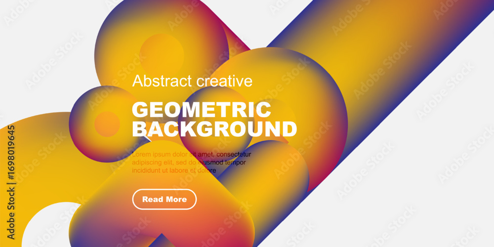 Poster vibrant abstract geometric background. overlapping shapes create dynamic visual effect. text block, 