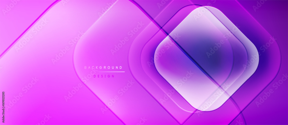 Poster abstract pink purple background. geometric shapes overlap creating glowing effect. modern design sui