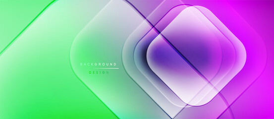 Abstract geometric design. Gradient colors blend, creating dynamic visual effect. Shapes overlap, forming modern background.