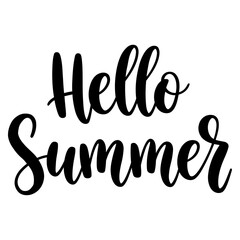Hello Summer Hand Lettered Typography Design, Summer Vibes, Vacation, Beach, Sun, and Fun - a Cheerful Greeting to the Season