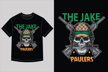 Military Skull T-Shirt Design - Soldier Helmet, Assault Rifles, Knife