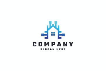 Naklejka premium Digital Smart House Logo 