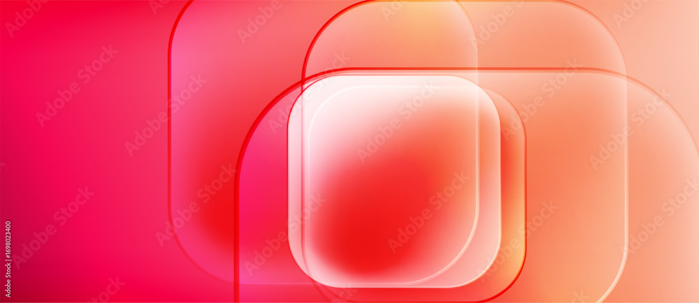 Poster abstract composition. overlapping squares create glowing effect. red, orange hues dominate visual sp