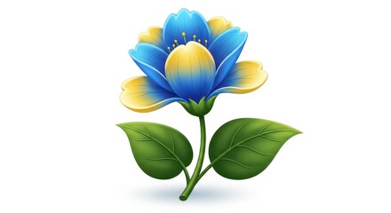 Obraz premium Illustration of a Beautiful Cartoon Flower with Blue and Yellow Petals